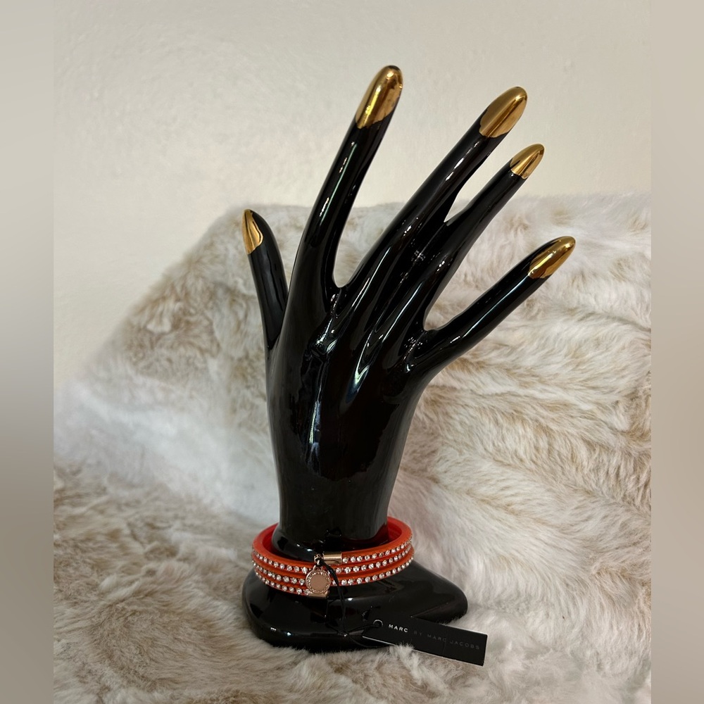 NWT Marc Jacobs Hot Pink and Gold Rhinestone Wrap Bracelet